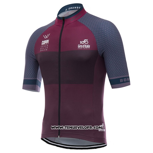 2017 Maillot Ciclismo Giro D'italie Coppi Fuchsia et Marron Manches Courtes et Cuissard